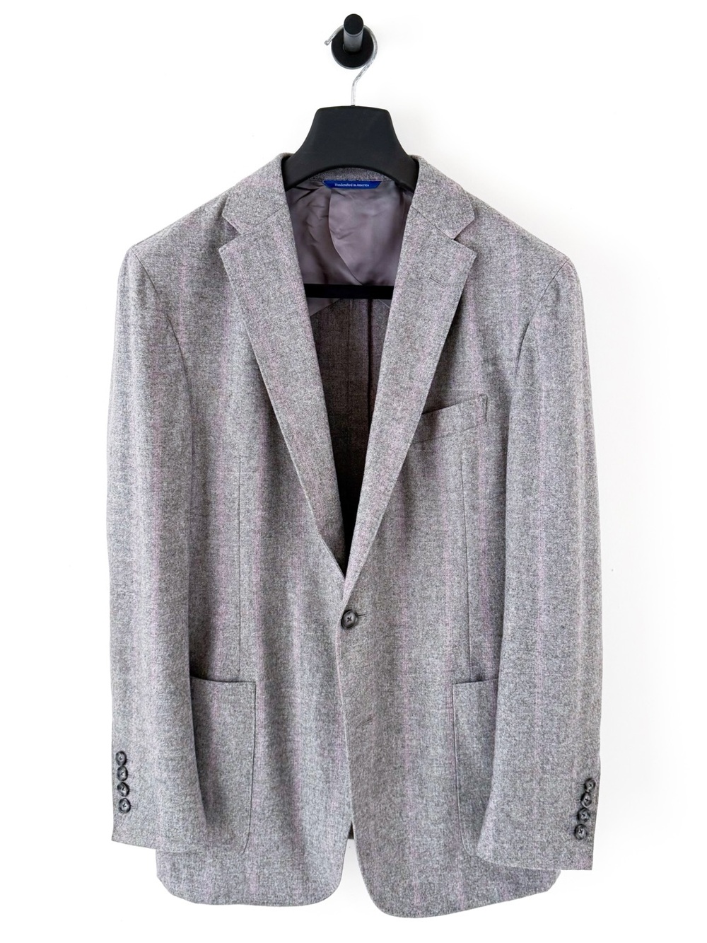 NEW Adrian Jules Sport Coat Flannel Wool Blazer Plaid Gray Purple Mens 43
